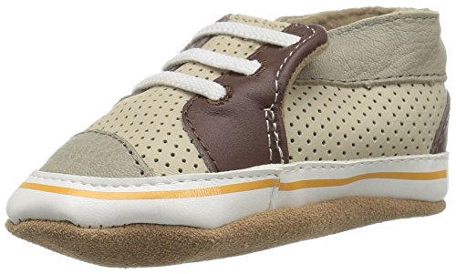 Robeez Boys' Trendy Trainer Slip-On, Taupe, 12-18 Months M US Infant