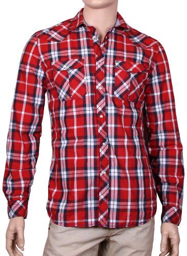 V6. Junges, trendiges Herren Karo-Hemd aus 100% 