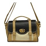 Satchel Style Fashion Bag Black & Camel