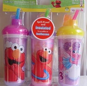 Munchkin Seasame Street Elmo BPA Free Spill Proof Straw Cup 9 Oz 3 Pack