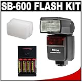 Nikon SB-600 Speedlight Flash + Sto-Fen Omni-Bounce Diffuser + 4 Batteries & Charger for Nikon D700, D300, D200, D90, D60, D5000, D40, D300s & D3000 Digital SLR Cameras