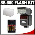 Nikon SB-600 Speedlight Flash + Sto-Fen Omni-Bounce Diffuser + 4 Batteries & Charger for Nikon D700, D300, D200, D90, D60, D5000, D40, D300s & D3000 Digital SLR Cameras