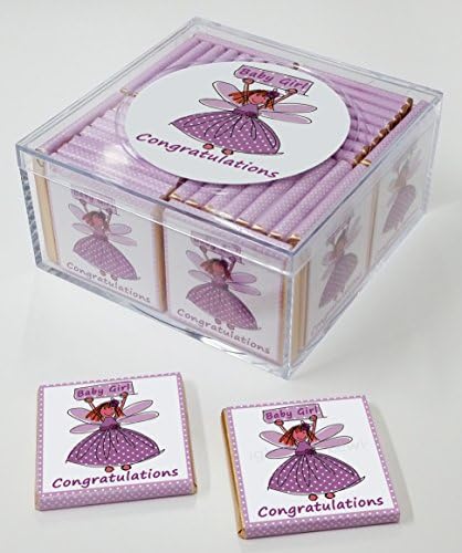 Pink Box of Chocolates for Baby Shower or Baby Greeting Gift. (Design: Little Fairy)