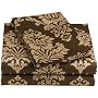 Regency Collection 310 Thread-Count Havana Floral Full Sheet Set, Pecan/Chocolate