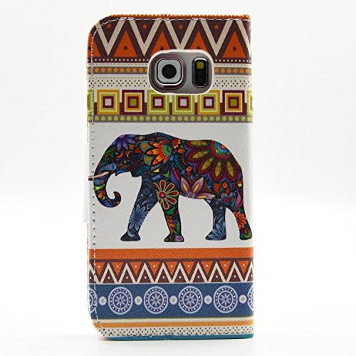 S6 Edge Case,Galaxy S6 Edge Wallet CASE - Aztec Tribal Floral Elephant Pattern Premium PU Leather Wallet Case Stand Cover with Card Slots Cash Compartment for Samsung Galaxy S6 Edge + CoolGiftCase Stylus