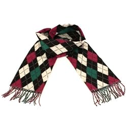 Winter Softer Than Cashmere? Scarf Argyle Plaid Wine, Black, Teal & White