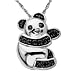 14k White Gold Black Diamond Panda Bear Pendant (.08 cttw), 18