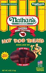 Nathan's Famous Hot Dog Treats, All Beef, 4-Ounce Ziplock Bags (Pack of 4)