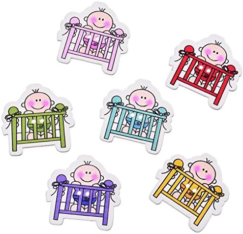 Liebe Engel Cute Cradle Baby Buttons 2 Holes 50pcs 3130mm