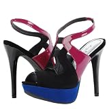 Viral28 Colorblock Slingback Platform Heels BLACK MULTI