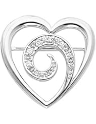 14K White Gold Diamond Heart Brooch - 0.11 Ct. -- LIFETIME WARRANTY