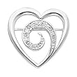 14K White Gold Diamond Heart Brooch - 0.12 Ct.