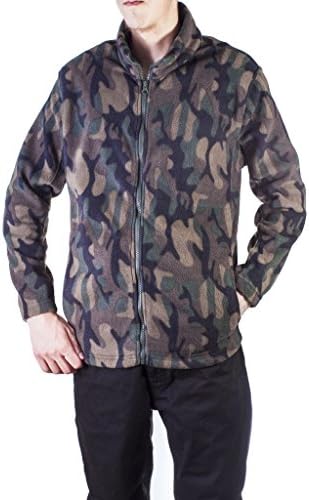 NOIZ JEANS Men's Fleece Jacket with Pockets Medium olive camo