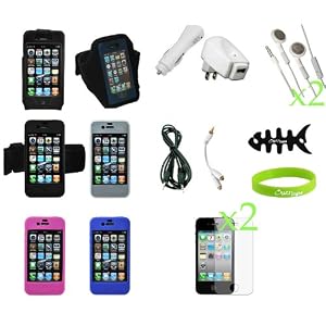 CrazyOnDigital Accessories Kit for New Apple iPhone 4G