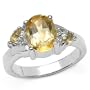 2.05 Carat Genuine Citrine & White Topaz Silver Ring