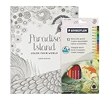 Coloring Book for Adults - Paradise Island Mandalas - Includes 12 BONUS Staedtler Colored Pencils
