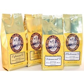 Aloha Island Certified Organic Coffee Sampler, 1 Lb of Artisan Handcrafted, Fair Trade, 100% Arabica in Gold Gift Box