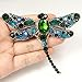 EVER FAITH Dragonfly Gold-Tone Teardrop Brooch Pin Green Austrian Crystal