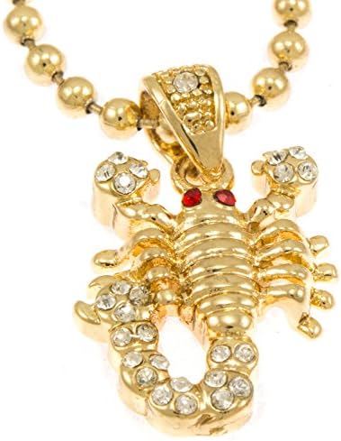 Hot New Gold Tone Scorpion King Pendant Mini Pave Cz Stones Necklace Free 30" Ball Chain