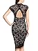 Miusol Women's Deep-V Neck Black Floral Lace Halter Evening Dress