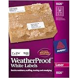 Avery 5520 Weatherproof laser shipping labels, 1 x 2-5/8, 1500/pack