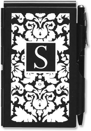 Wellspring Initial "S" Flip Notes with Pen - Blanc Noir Series