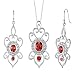 Jewelry : Sumptuously Romantic 5.50 carats Oval & Round Shape Garnet Pendant Earrings Set in Sterling Silver