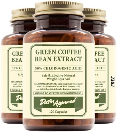 Doctor Approved Green Coffee Bean Extract (2 Bottles + 1 Free) - Natural Weight Loss - Premium 100% Pure Green Coffee Bean Extract