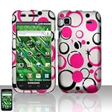Pink Polka Black Star Design Rubberized Snap on Hard Cover Protector Facepl ....