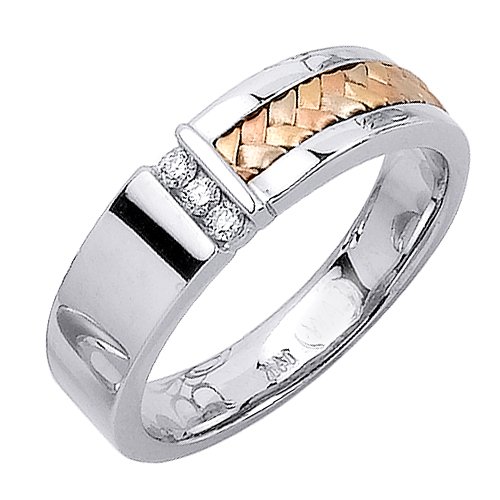 Elegant Diamond Wedding Bands With Comfort Fit 14K Two-tone Gold Can Also Be Made In Platinum or Other Colors 18K And 24K Is Also Available 6mm 0.09ct tw SI1 Clearity and H or I Color