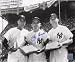 Yogi Berra New York Yankees Signed 8X10 Photo - Yogi With Mantle & Dimaggio - Authentic Autographed
