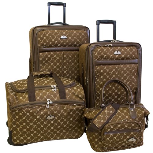 American Flyer AF Signature 4-Piece Luggage Set (Chocolate)