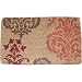 Red Mod Floral and Natural Decorative Heavy Duty Coir Doormat, Design 1