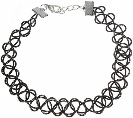 Black Stretch Henna Tattoo Choker Collar Necklace Vintage Jewelry