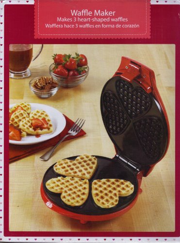 3 Heart-Shaped Nonstick Wafflemaker