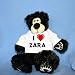 

Plush Black Teddy Bear (Thumples) toy with I Love Zara