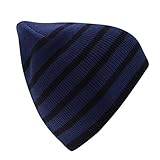 キッズ・子供・ジュニア ボーイズ ストライプ ニット帽 ニットキャップ ビーニーハット 冬 男の子 (１０~１３歳) (ブルー/ネイビー)