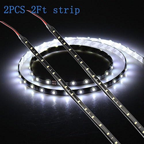 Alued® 2 pcs 60cm/24" 2ft Flexible LED Car Strips, 30 SMD Light, Waterproof, Cuttable (Pack of 2) (White)