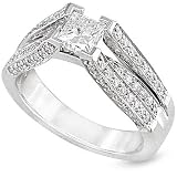 1-1/4 ct. Princess Diamond Bridge Ring in 14k White Gold (HI/SI1)