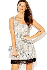 Sexy Animal Print One Shoulder Lace Club Dress/Mini Dress 