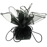 10 Designer Organza Fabric Drawstring Gift Bags Pouches Party Favor Gifts Packaging Black Medium Size