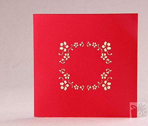 3D pop up blossom greeting card by chinese paper-cup art,15x15cm (Blue bottom)
