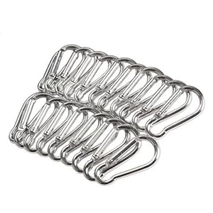 K1bo 20pcs Silver Aluminum Spring Carabiner Snap Hook Hanger Keychain Hiking
