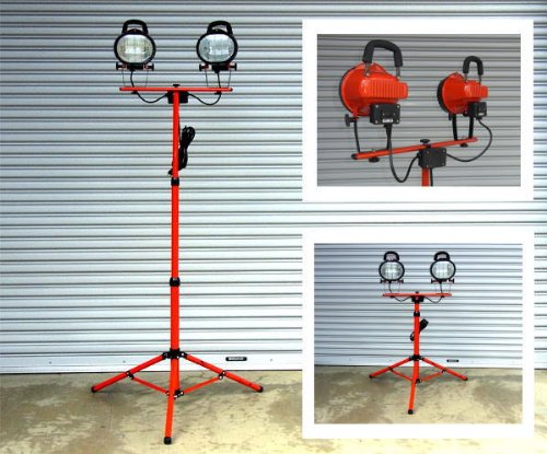 超明るい！ハロゲン 500W投光器×2 スタンドライト 三脚付（105～206cm）