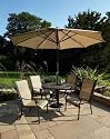 South Carolina 4 Seat Round Garden Furniture Set with 4x Textiline Armchairs & Parasol