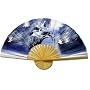 Fairtrade Handmade Gift Ideas - 60" Painted Thai Silk & Bamboo Decorative Wall Fan - Blue Exultation
