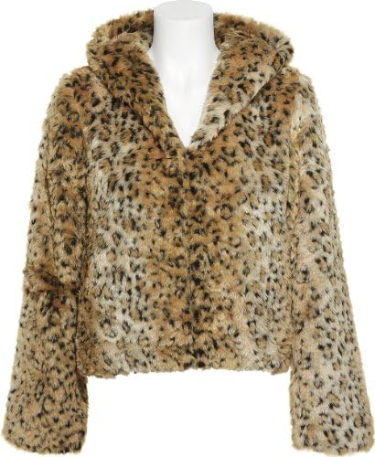 LUZ Cheetah Print Fur Hooded Jacket [LF3016]