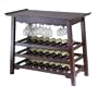 Winsome Chinois Console Wine Table with Glass Rack in Walnut