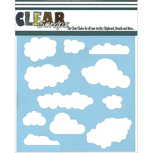 Clear Scraps CSSM6-CLOUD Translucent Plastic Film Stencil, Clouds, 6-Inch x 6-Inch