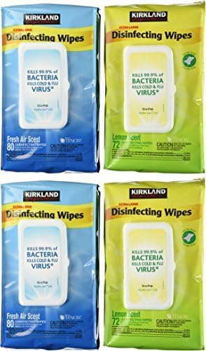 KIRLAND SIGNATURE Disinfecting Wipes (4 Pack), Lemon/Fresh Air Scent, 304 Total Wipes by Krikland Signature